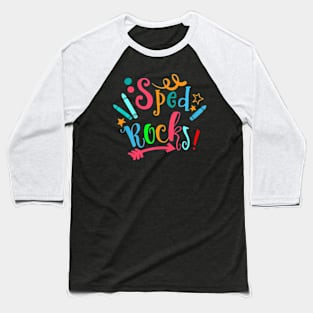 Sped Teacher Sped Rocks Speducator Rainbow Heart Baseball T-Shirt